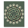 Sage Succulent Mandala with Paw Prints Rug
