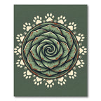 Sage Succulent Mandala with Paw Prints Rug