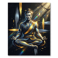 Zen Meditating Samurai Gold Black Accent Rug