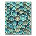 Modern Teal Geometric Hexagon Rug