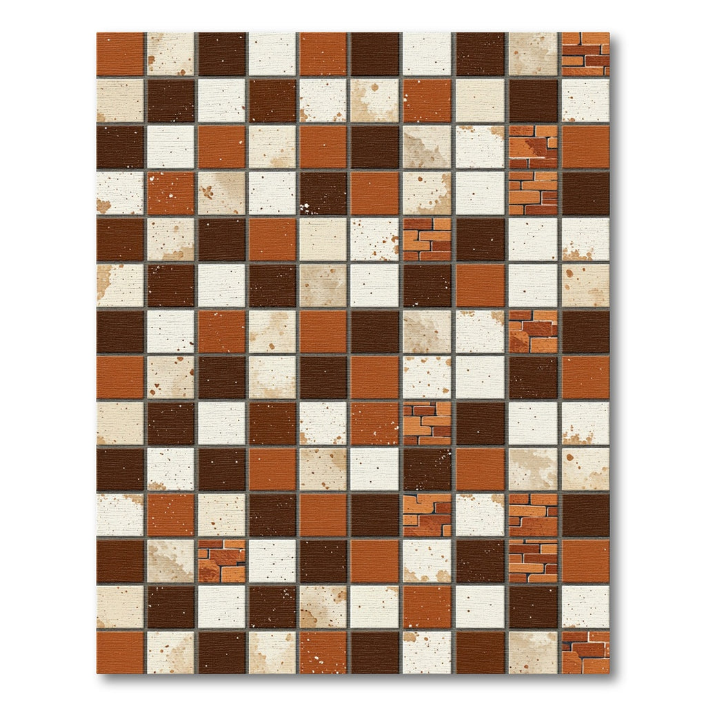 Rustic Brick Squares Tile Texture Rug