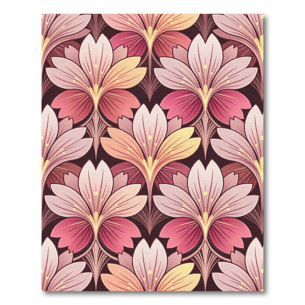 Art Nouveau Pink Floral Symmetry Rug