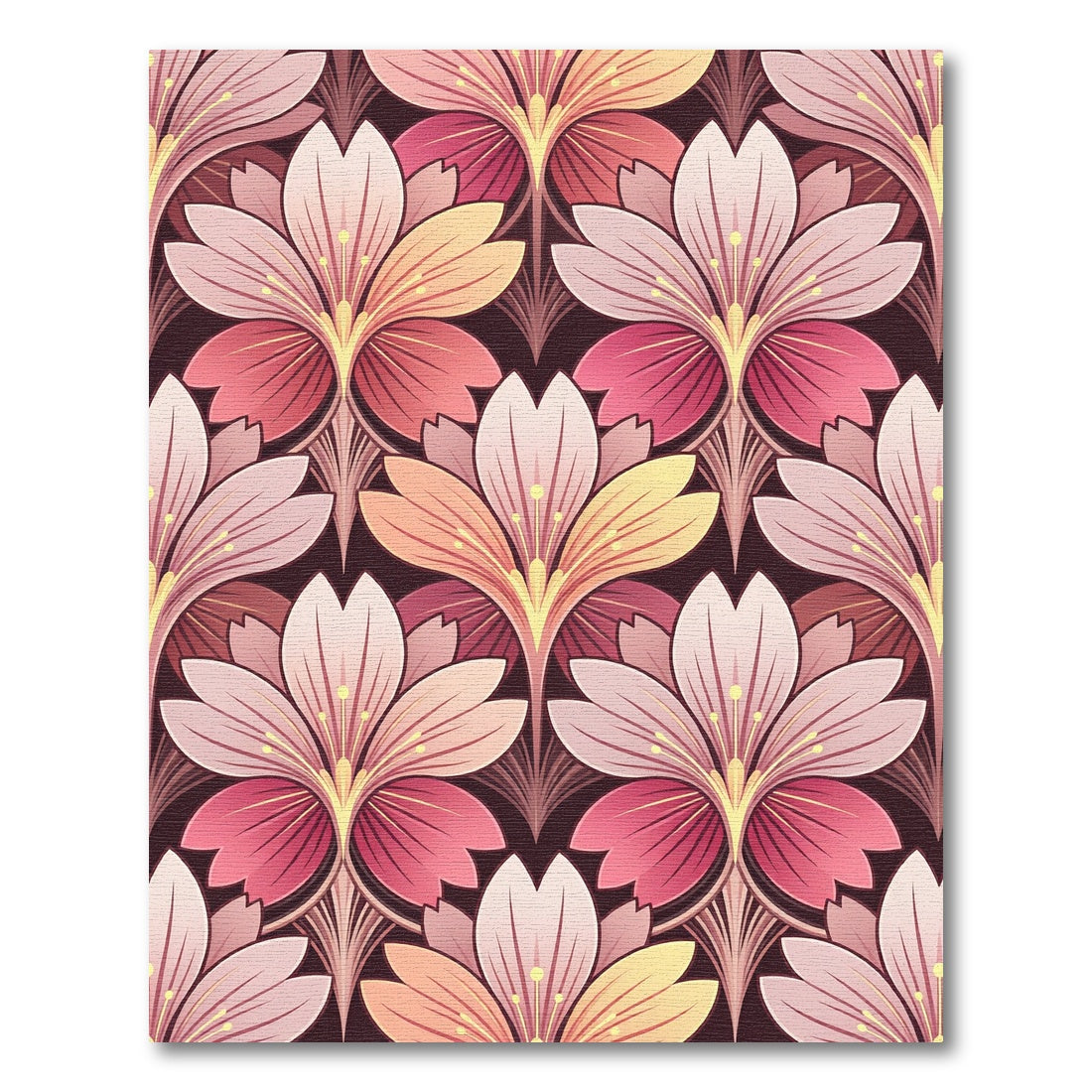 Art Nouveau Pink Floral Symmetry Rug