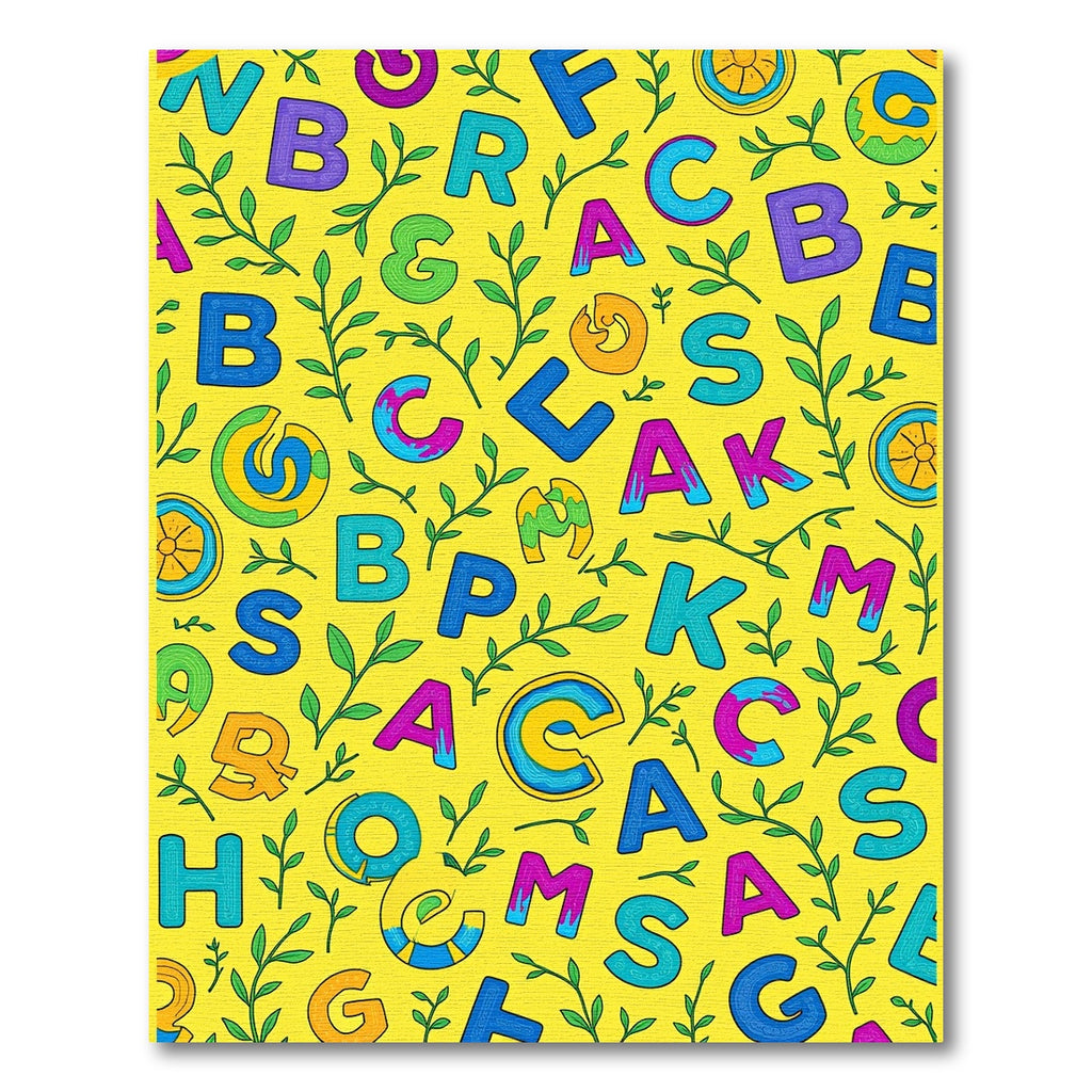 Vibrant Alphabet Garden Pattern Rug