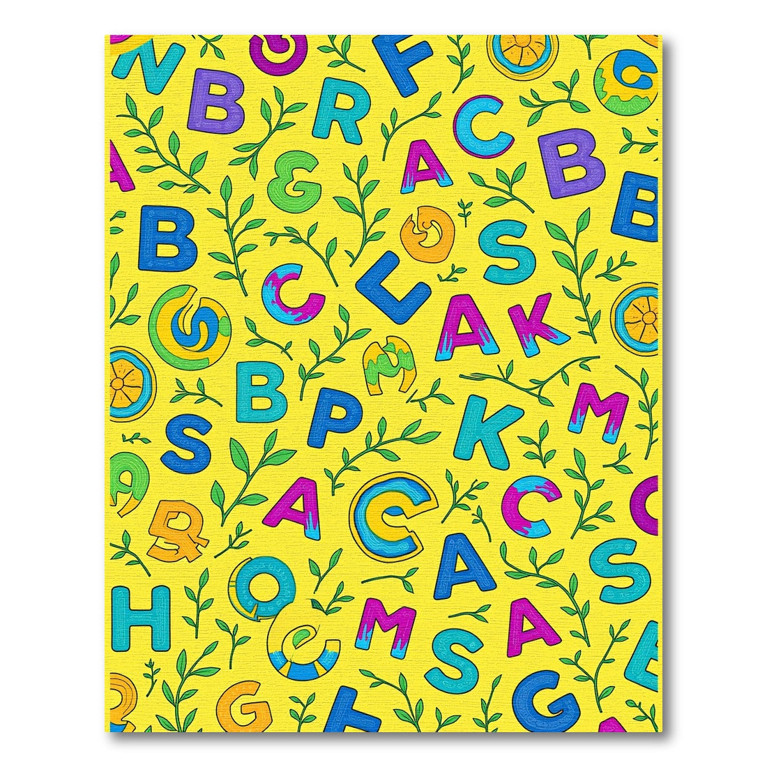 Vibrant Alphabet Garden Pattern Rug