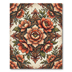 Floral Peach Medallion Ornate Damask Rug