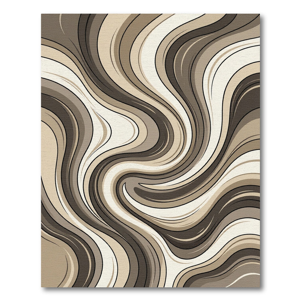 Cream and Coffee Fluid Swirl Rug