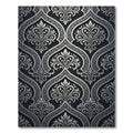 Elegant Black Silver Damask Scroll Rug