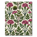 Vintage Crimson Botanical Carnation Garden Rug