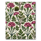 Vintage Crimson Botanical Carnation Garden Rug