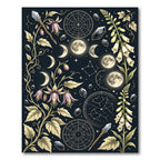 Celestial Moon Phase Floral Gold Rug