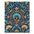 Ornate Teal and Gold Fan Medallion Rug