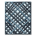 Modern Slate Blue Geometric Plaid Linear Rug