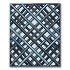 Modern Slate Blue Geometric Plaid Linear Rug