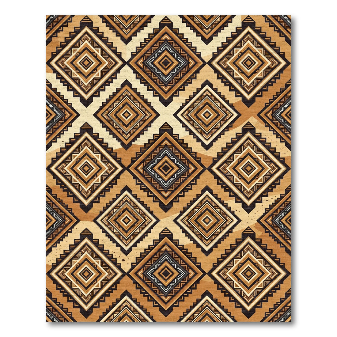 Geometric Earthy Tone Diamond Grid Rug