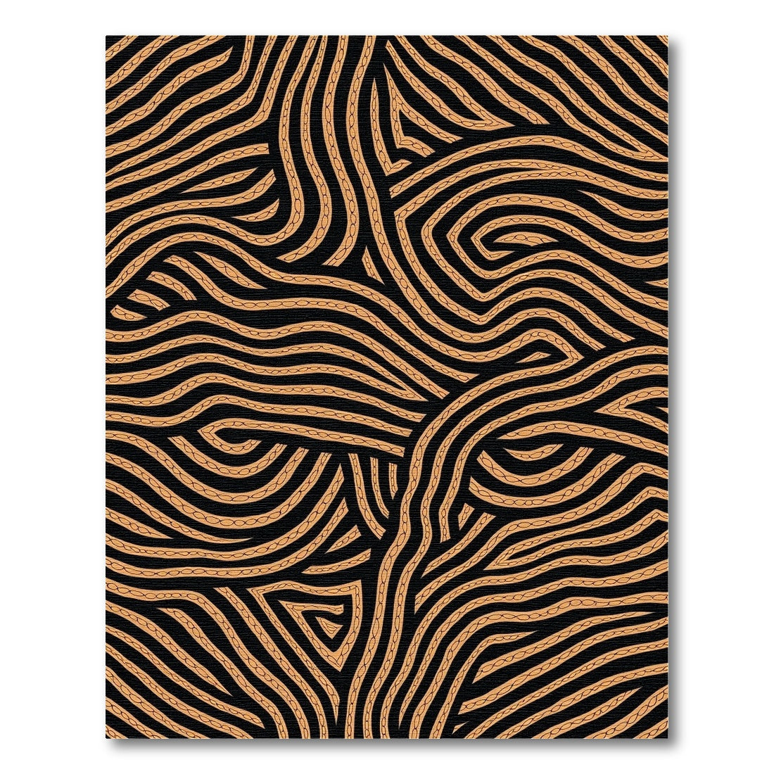 Black Amber Curled Wavy Lines Rug