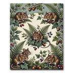 Whimsical Forest Mouse and Leafy Meadow Rug