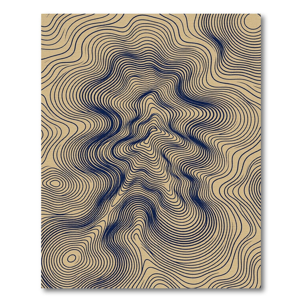Navy Blue Organic Contour Line Rug