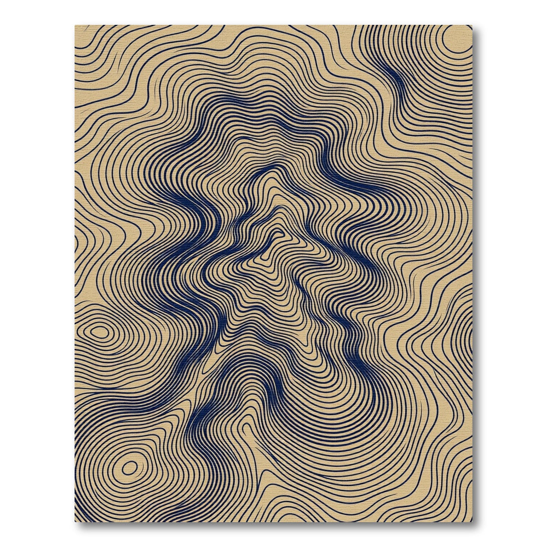 Navy Blue Organic Contour Line Rug