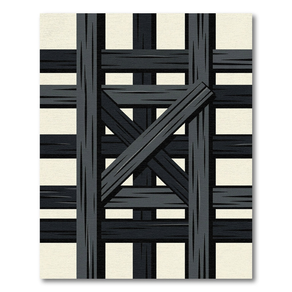 Dark Gray Wooden Cross Hatch Rug