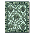 Ornate Green Floral Damask Rug