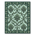 Ornate Green Floral Damask Rug
