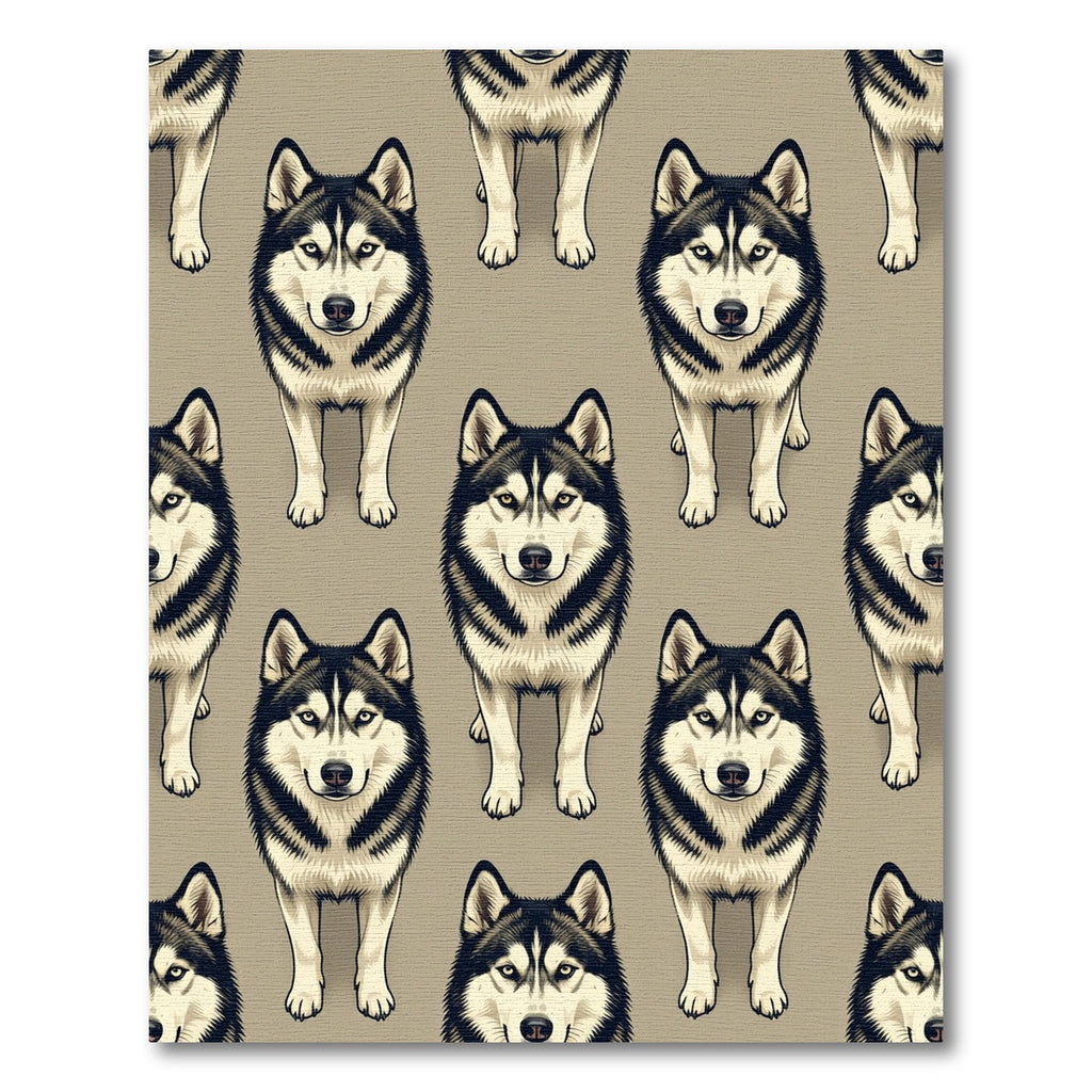 Minimalist Siberian Husky Geometric Animal Portrait Rug