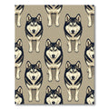 Minimalist Siberian Husky Geometric Animal Portrait Rug