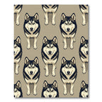 Minimalist Siberian Husky Geometric Animal Portrait Rug
