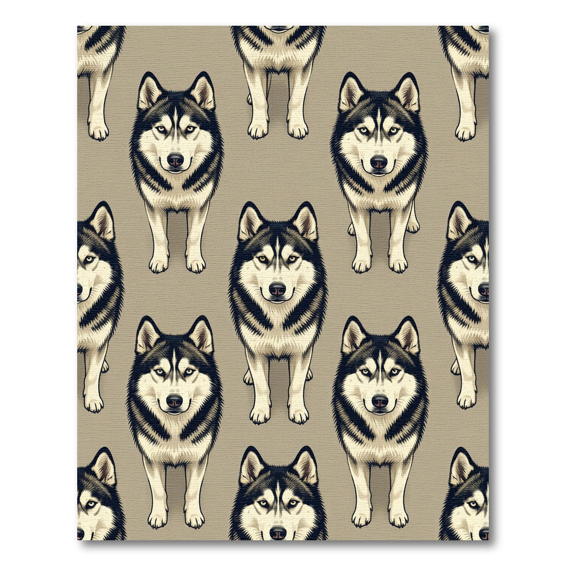 Minimalist Siberian Husky Geometric Animal Portrait Rug