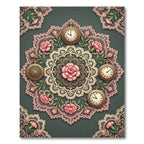 Pink Floral Pocket Watch Medallion Rug