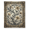 Golden Floral Scroll Enclosed Frame Rug