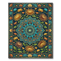 Golden Chrysanthemum Teal Floral Medallion Rug