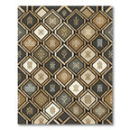 Earthy Brown Geometric Tribal Diamond Artwork Rug