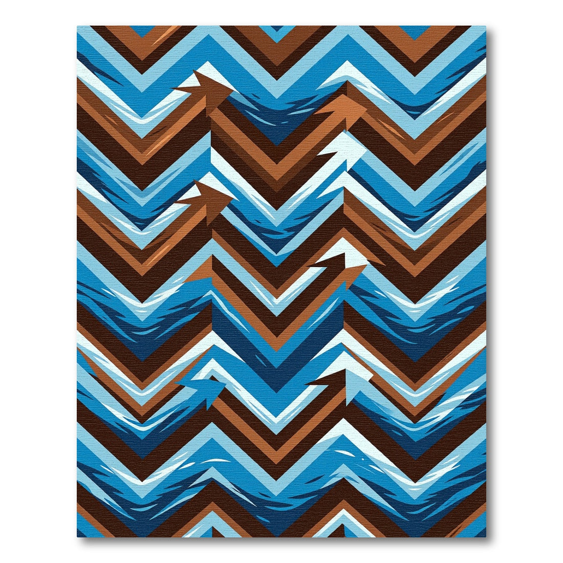 Modern Blue and Bronze Chevron Arrow Rug