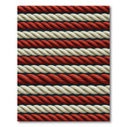 Nautical Ivory Red Rope Stripes Rug