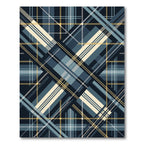 Modern Navy Mustard Checked Tartan Rug