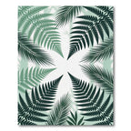 Green Fern Leaf Symmetry Rug