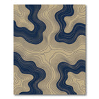 Navy and Gold Fluid Flowing Contours Rug