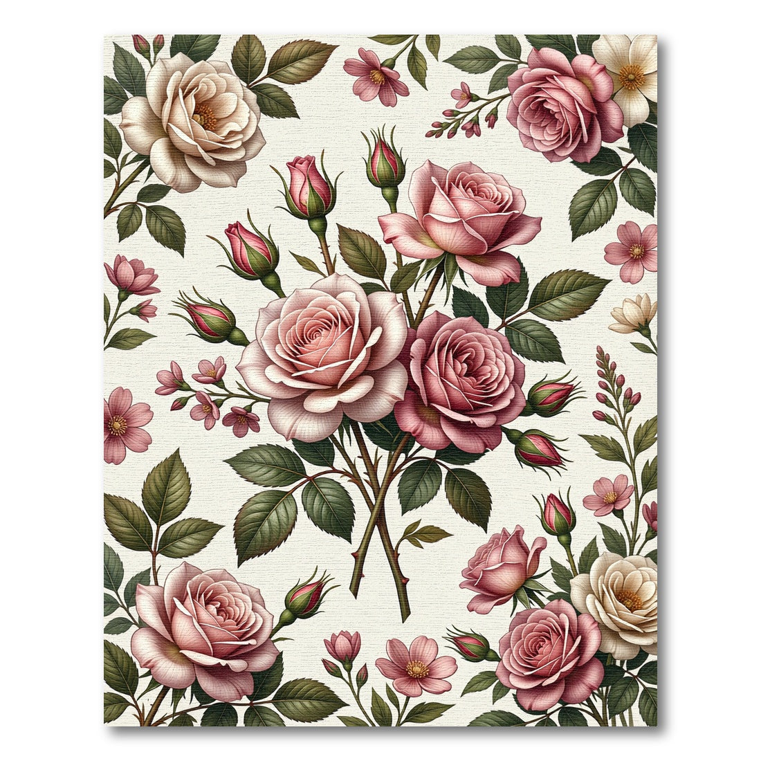 Romantic Blush Rose Floral Garden Rug