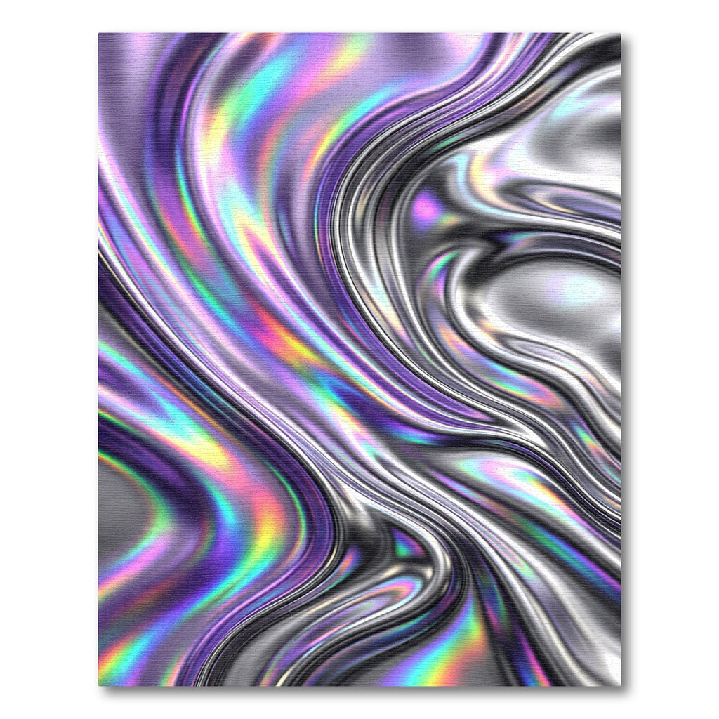 Iridescent Liquid Chrome Swirl Wave Rug