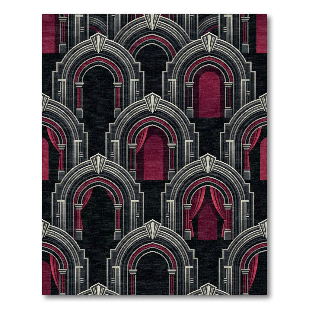 Art Deco Archway Crimson Black Gate Rug