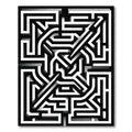 Monochrome Striped Maze Composition Rug