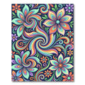 Vibrant Retro Floral Psychedelic Swirl Rug