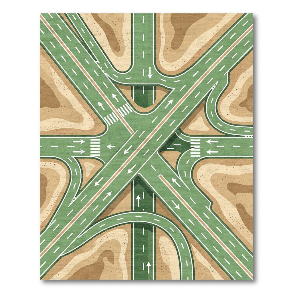 Abstract Highway Junction Desert Earth Tones Rug