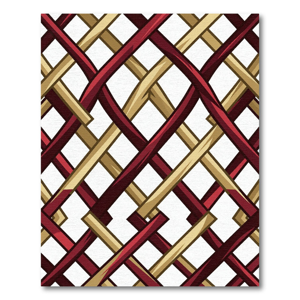Crimson Gold Intertwined Lattice Rug