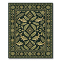 Deep Emerald Fish Floral Border Rug
