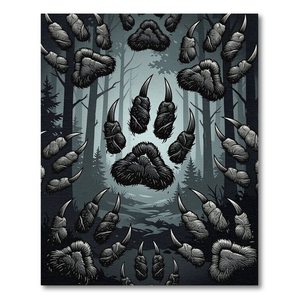 Dark Forest Claw Print Scatter Rug