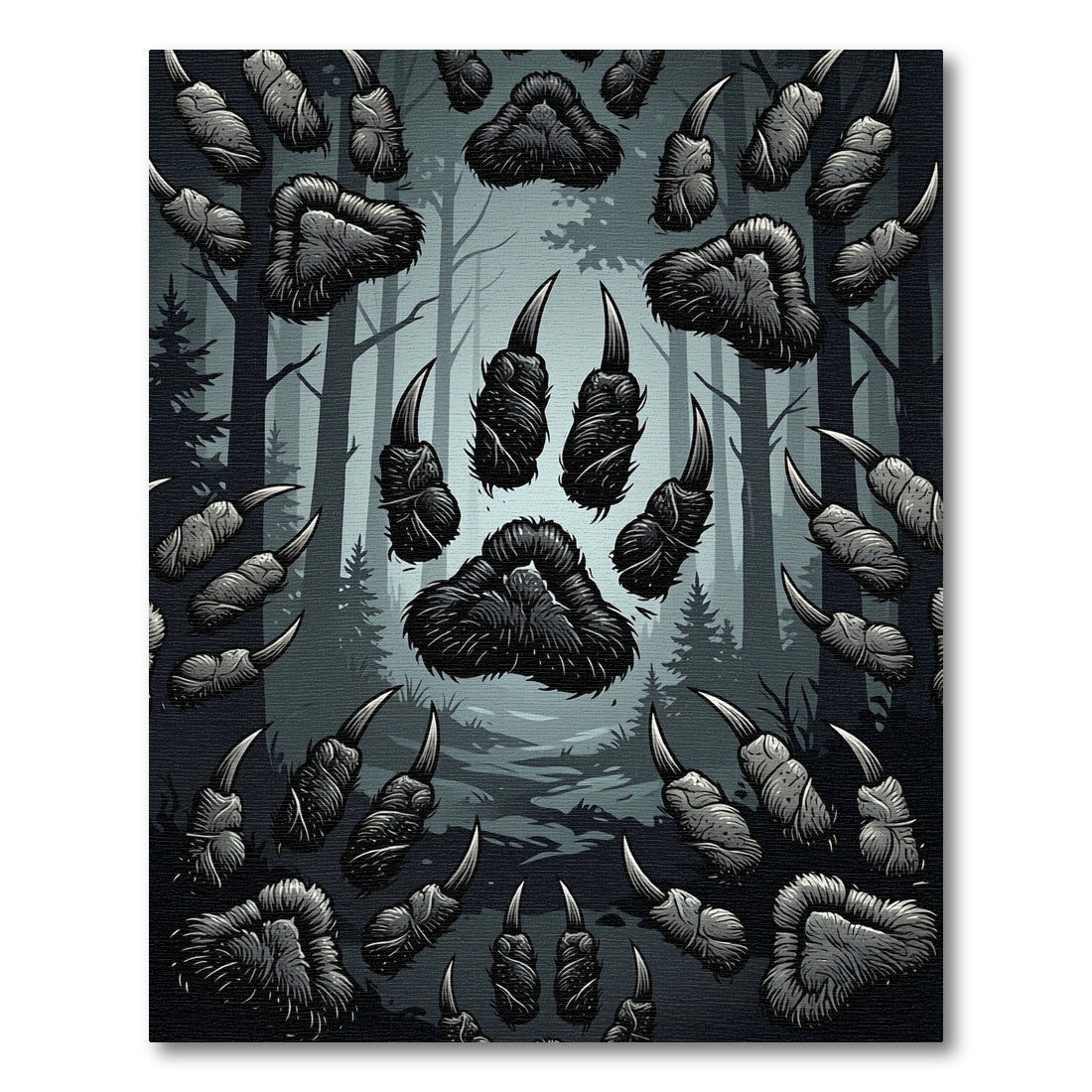 Dark Forest Claw Print Scatter Rug