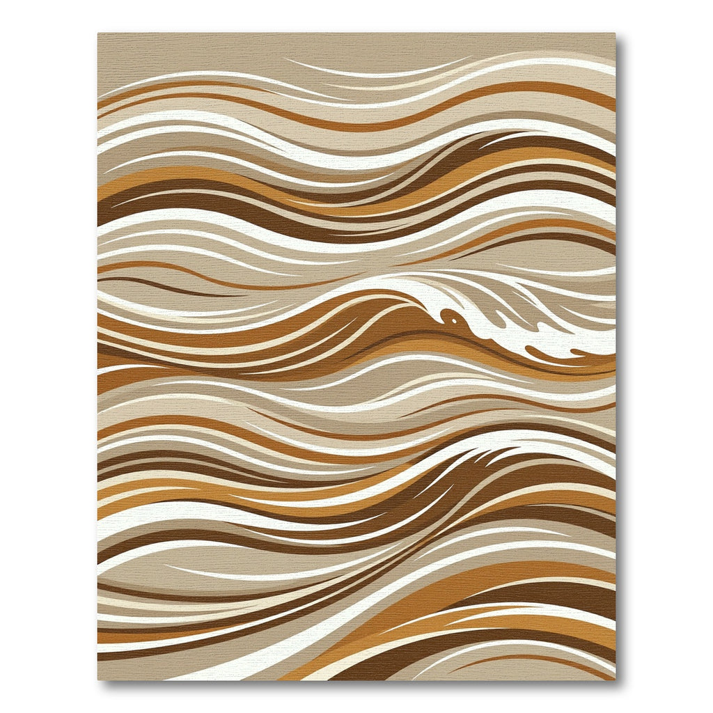 Earthy Brown Abstract Wave Rug